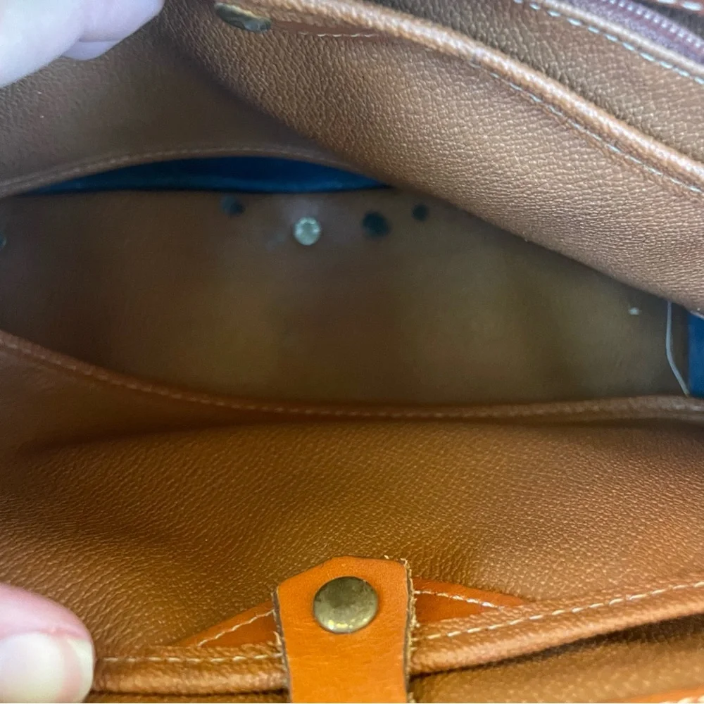 Dooney & Bourke Navy and Brown Leather Shoulder Bag